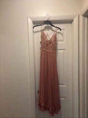 Free People Adella Maxi Dress in Dusty Rose